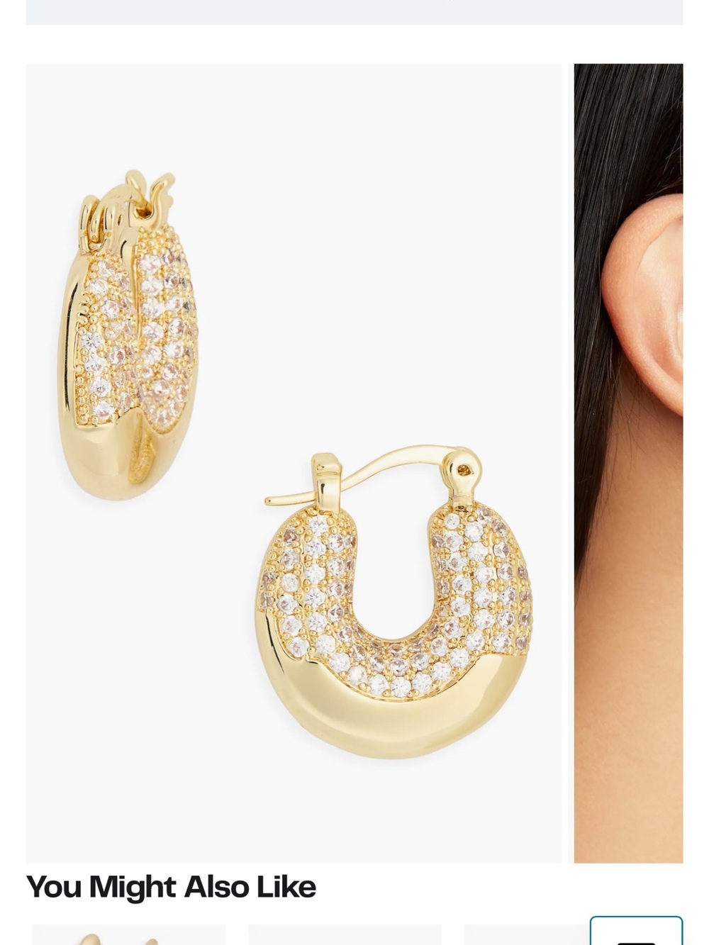 Gold Pavé Huggie Hoop Earrings - Women Jewelry